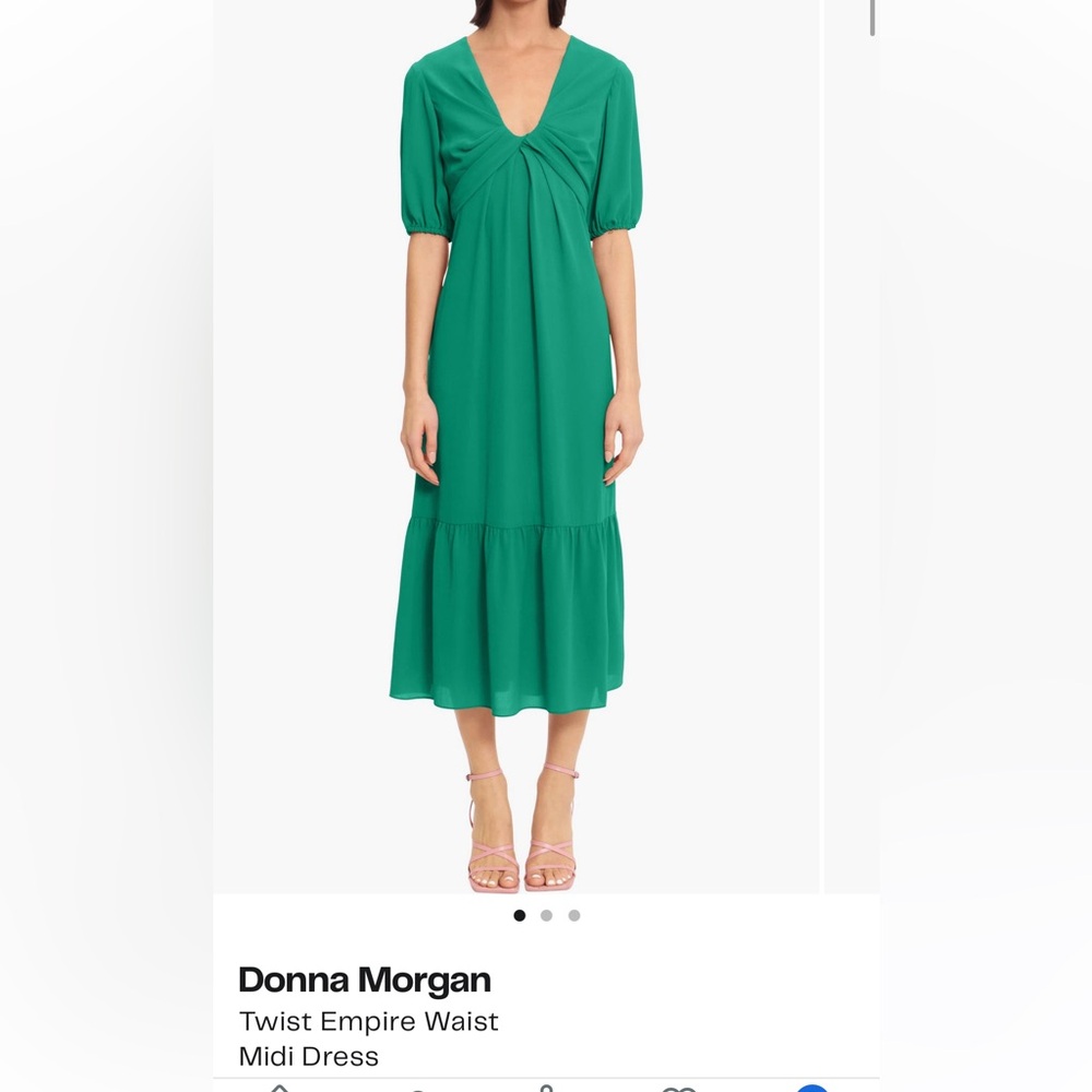 New without tags Donna Morgan Ruched Tiered Midi Dress in golf green